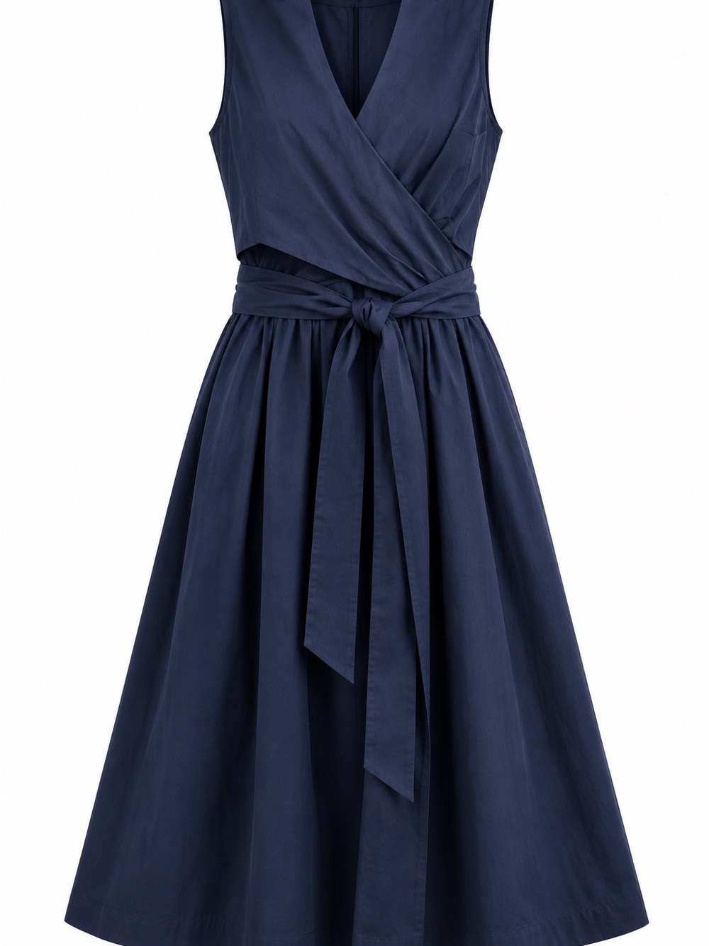 NWT! J. Crew Navy Sleeveless Wrap Fit & Flare Dress Cotton Perfect Condition